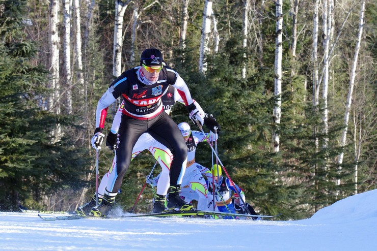 2015 Canadian Nationals men's 50 k freestyle mass start at Lappe Nordic Centre in Thunder Bay, Ontario. (Photo: Martin Kaiser)