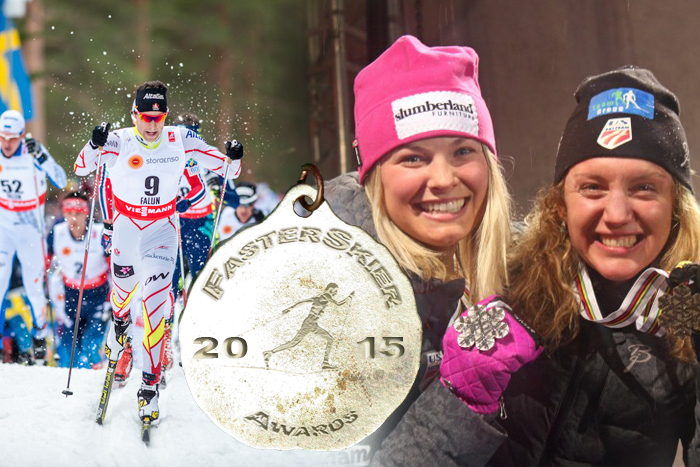 FasterSkier's cross country performances of the year come from Alex Harvey at the 2015 World Championships where he won silver and bronze medals in the sprint and skiathlon. Jessie Diggins and Caitlin Gregg are co-recipients of the women's award for their 2-3 finish in the 10 k freestyle at Worlds. 