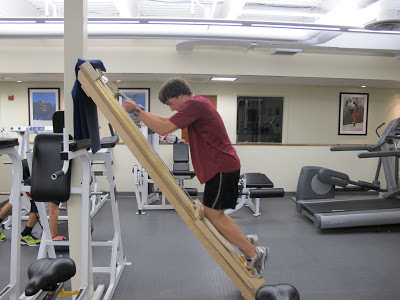 An athlete works out on Bill Koch's roller board at the Stratton Mountain School in Vermont. (Photo: SMSXC.blogspot.com)