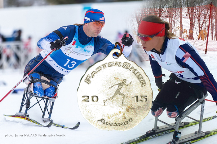 Andy Soule (l) and Oksana Masters, both of U.S. Paralympics Nordic, are FasterSkier's 2015 Para-Nordic Skiers of the Year.