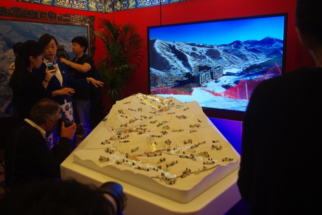 Another view of the Beijing dioramas. Information about individual venues also played on screens in the background.