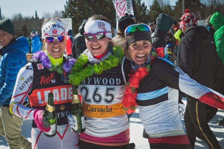 Alysson Marshall (c) with two other "retirees," Perianne Jones (l) and Brittany Webster (r) at their last race at 2015 Canadian nationals in March. (Photo: Russell Kennedy/alyssonmarshall.blogspot.com) 