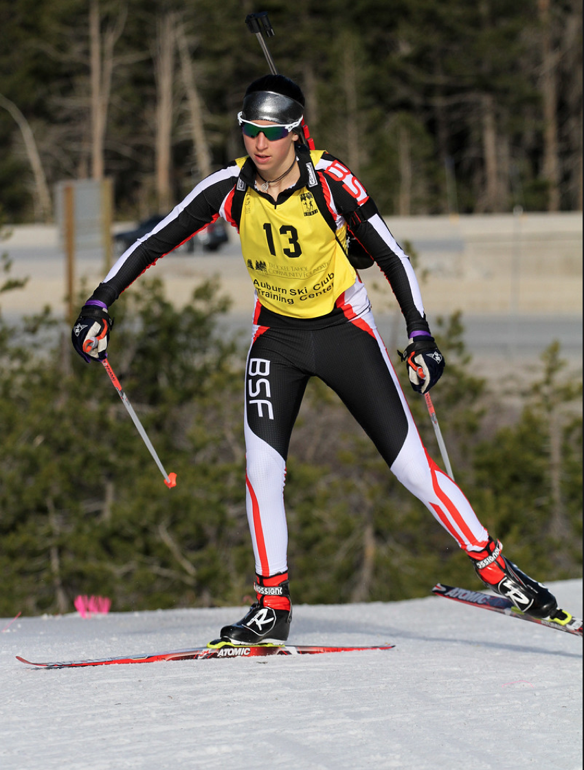 Ariana Woods on her way to second place in the girls' sprint at 2015 U.S. Biathlon National Championships. (Photo: Mark Nadell/Macbeth Graphics)