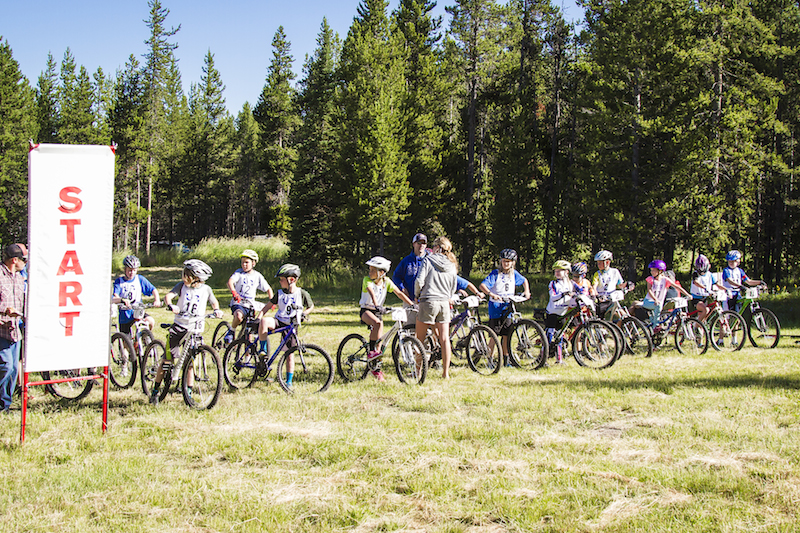 The start of a bike biathlon race in West Yellowstone, Montana, this summer. (Photo courtesy of Corrine Malcolm)