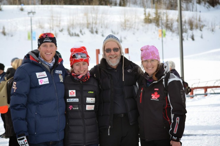 Marshall (second from l) with her support crew: her parents and fiance, Chris Hamilton (l). (Photo: http://alyssonmarshall.blogspot.com/2015/04/new-adventures.html)