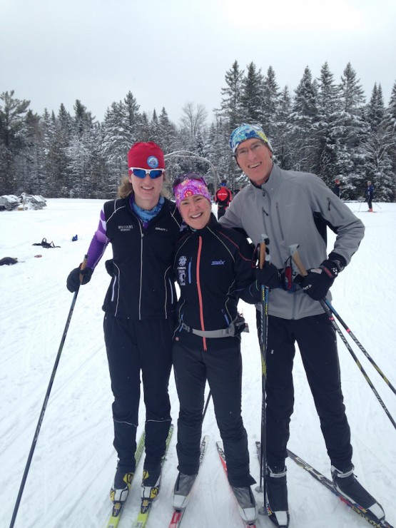 Amie Smith (c) on a ski with her daughter Rebecca (l) and her husband Tom. (Courtesy photo)