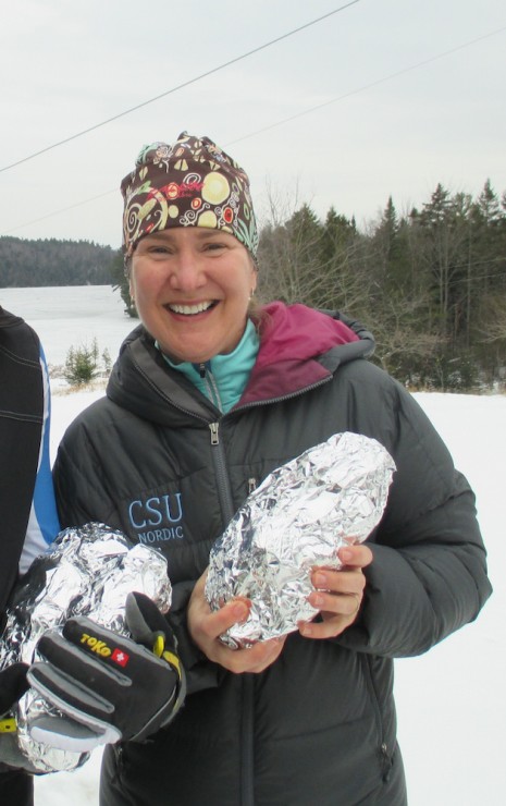 Amie Smith after “winning” a loaf of homemade bread at the 2014 Craftsbury Opener. (Courtesy photo)