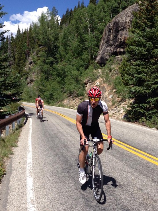 Bryan Fletcher (front) riding up Independence Pass in the Rocky Mountains last year during a cycling camp in central Colorado. (Courtesy photo)