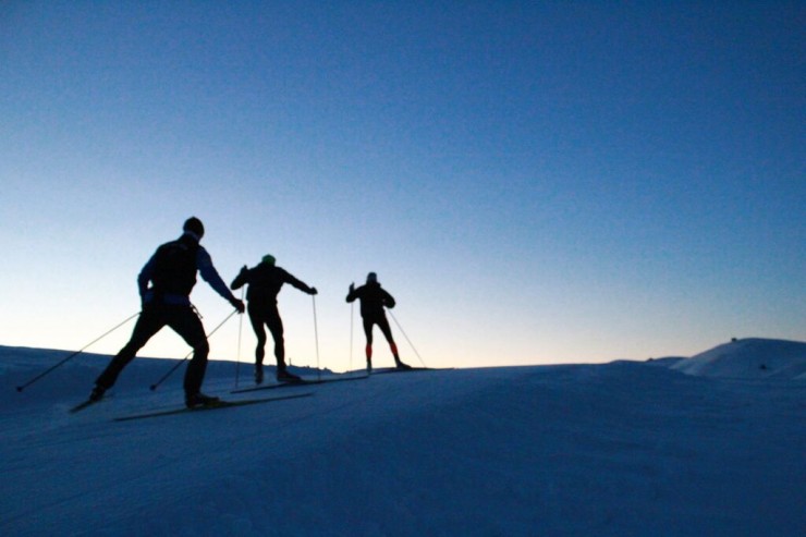 Skiing during the sunrise (photo: Simi Hamilton)