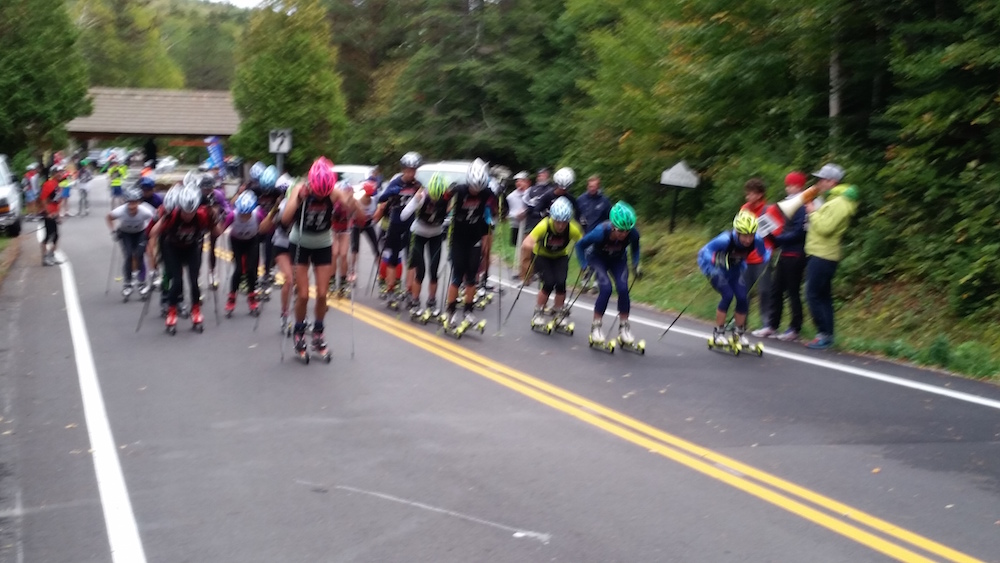 The start of the women's race at the 2015 Climb to the Castle up Whiteface Mountain in Wilmington, N.Y. (Photo: Peter Minde)
