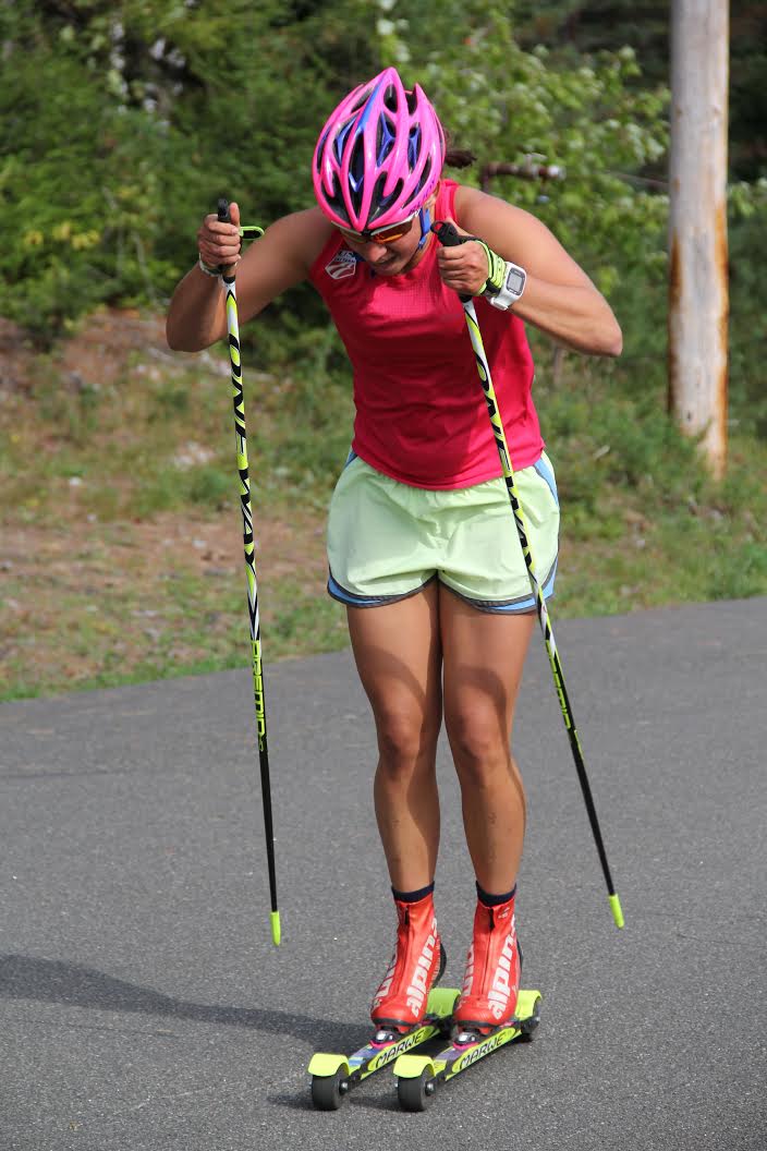 Kern during a rollerski session in Lake Placid in September. (Photo: Bryan Fish)