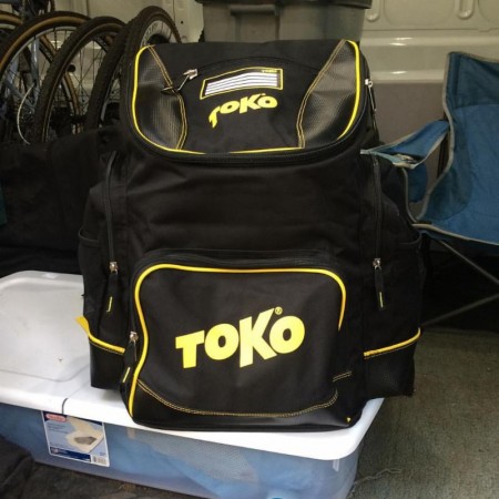 So pumped about this new @tokous "coach's pack." It's a gigantic, waterproof backpack with side pockets for shoes or water bottles. I fit all the kit I needed for a day of 'cross in it with room to spare. Way more useful than I anticipated it would be based on the photos. - Professional Cyclecross Racer Adam Myerson