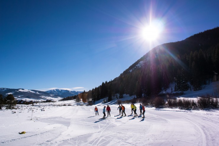 Sun stretches over the hills during a cross-country lesson at Crested Butte in Colorado. The nordic center there is hosting its annual Crested Butte Nordic Thanksgiving Camp from Thursday to Sunday. (Photo: Xavier Fane)