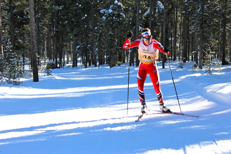 Emilie Cedervaern (University of New Mexico) placed third in Saturday's SuperTour 10 k freestyle in West Yellowstone, Mont., 35.6 seconds behind winner Katharine Ogden (not shown). 