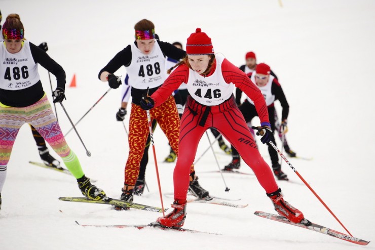 Skiers compete in a nordic race at the Weston Ski Track in Weston, Mass., outside of Boston.  (Photo: Jamie Doucett)