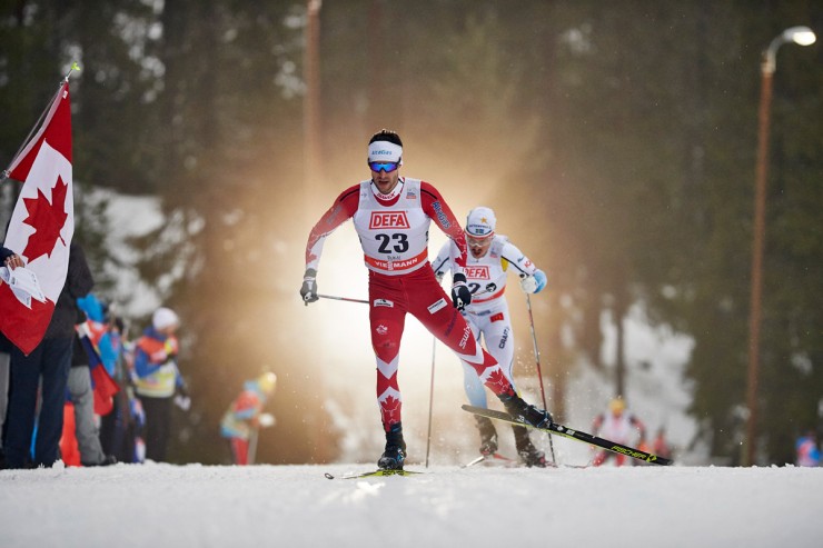 Canada's Alex Harvey powers to second in the World Cup 10 k freestyle, the second stage of the Ruka Triple in Kuusamo, Finland. (Photo: Fischer/NordicFocus). 