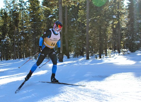 Matt Liebsch (Gear West/Salomon) races to second place during the 15k men's SuperTour distance race on Saturday in West Yellowstone. 