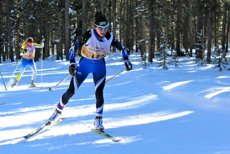Chelsea Holmes (APU) led most the women's SuperTour 10 k freestyle on Saturday in West Yellowstone, Mont. She ultimately finished second to U.S. Ski Team rookie Katharine Ogden, who had been sitting in third or fourth for much the race. 