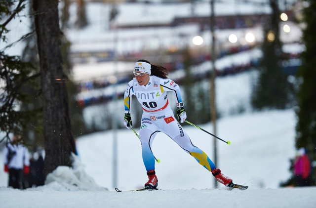 Charlotte Kalla of Sweden skied to second place. (Photo: Fischer/NordicFocus)