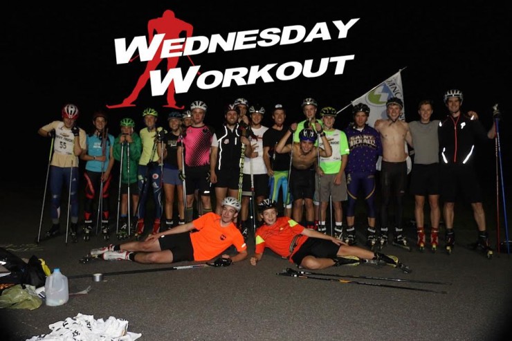 Group photo with GMVS, SMC and UVM club skiers after their Monday night skate sprint. (Photo: Gary Solow)
