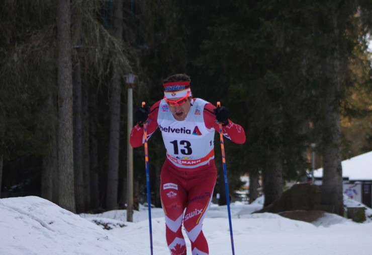 Ivan Babikov (Canadian World Cup Team) racing to 36th in the Davos World Cup 30 k freestyle on Saturday in Switzerland. 