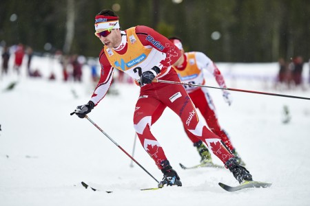 Alex Harvey (Canadian World Cup Team) on his way to 10th in the men's 30 k skiathlon on Saturday at the World Cup in Lillehammer, Norway. (Photo: Fischer/NordicFocus) 
