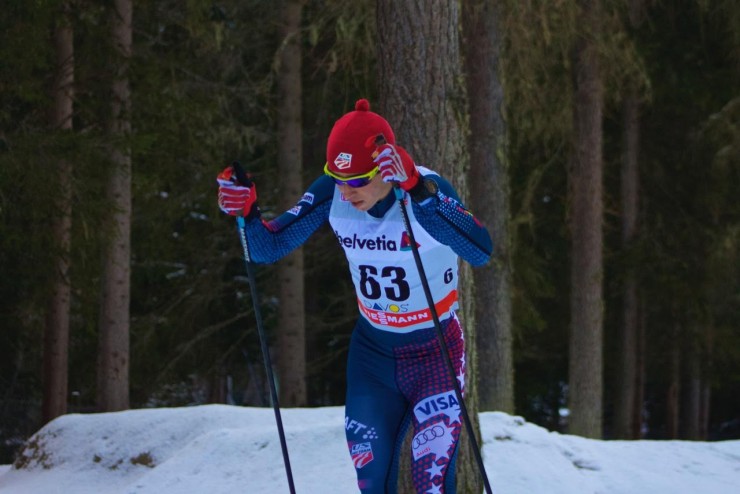 Noah Hoffman (U.S. Ski Team) racing to 52nd in the Davos World Cup 30 k freestyle on Saturday in Switzerland. 