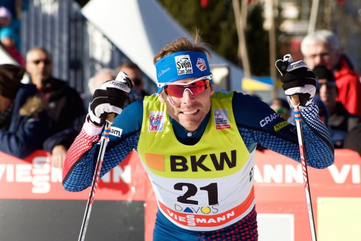 Andy Newell (U.S. Ski Team) after finishing fifth in his quarterfinal for 23rd overall at the World Cup freestyle sprint in Davos, Switzerland. (Photo: JoJo Baldus)