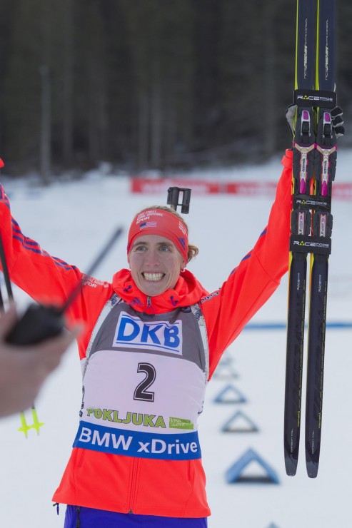 Susan Dunklee (US Biathlon) placed sixth in the IBU World Cup sprint on Friday in Pokljuka, Slovenia. (Photo: Fischer/NordicFocus)