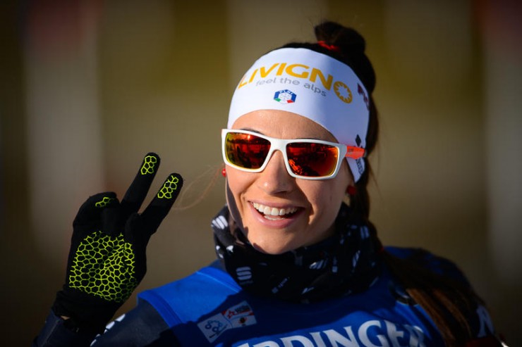 Italy's Dorothea Wierer after notching the second IBU World Cup win of her career in the women's 15 k individual in Ruhpolding, Germany. (Photo: IBU/Ernst Wukits)