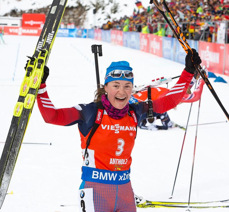Yurlova thrilled at the finish. (Photo: IBU/Rene Miko)