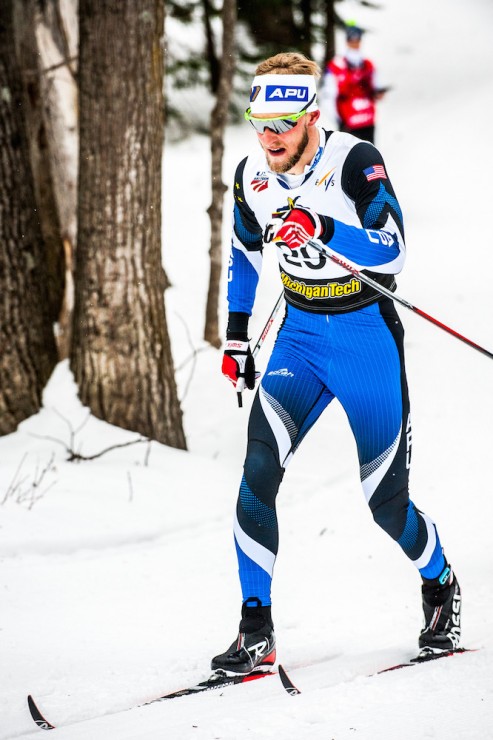 Alaska Pacific University's Eric Packer was the third American and fourth overall in the men's 15 k classic on Sunday at U.S. nationals in Houghton, Mich. (Photo: Christopher Schmidt)