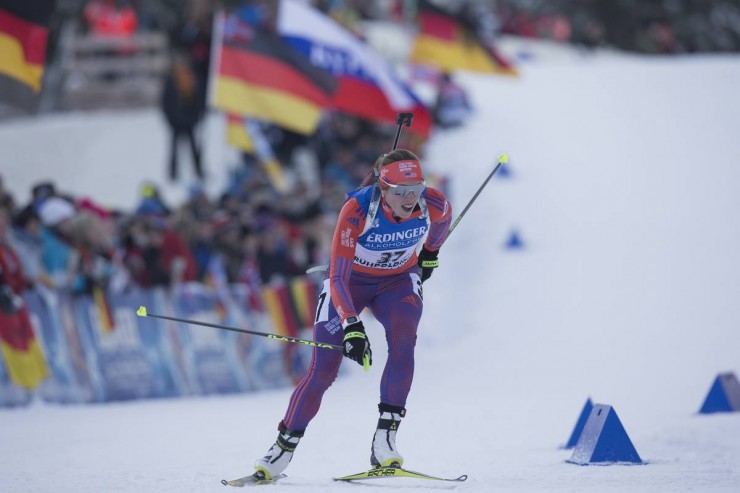 Susan Dunklee (US Biathlon) skied the seventh-fastest overall course time but missed five targets for five minutes of penalties to end up 50th in the women's 15 k individual at the IBU World Cup in Ruhpolding, Germany. (Photo: USBA/NordicFocus)