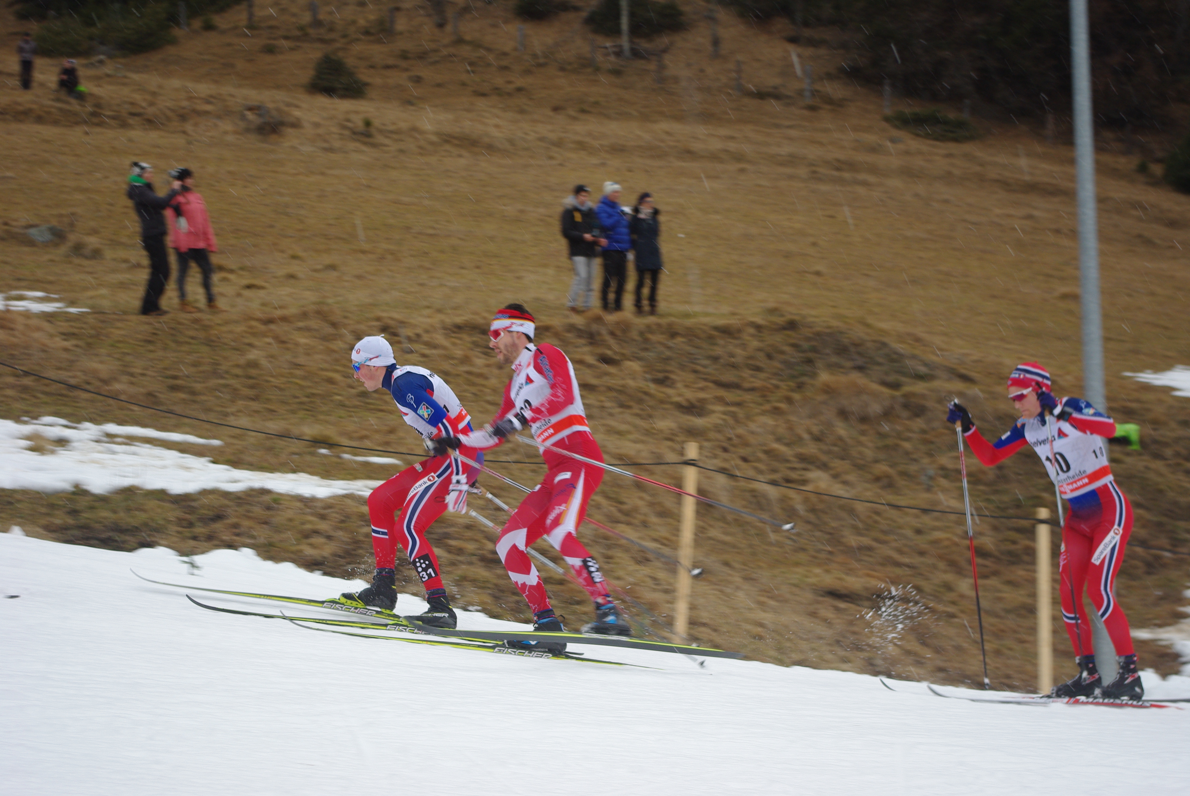 Alex Harvey of Canada skied much of the race surrounded by - but not in front of - a sea of Norwegians.
