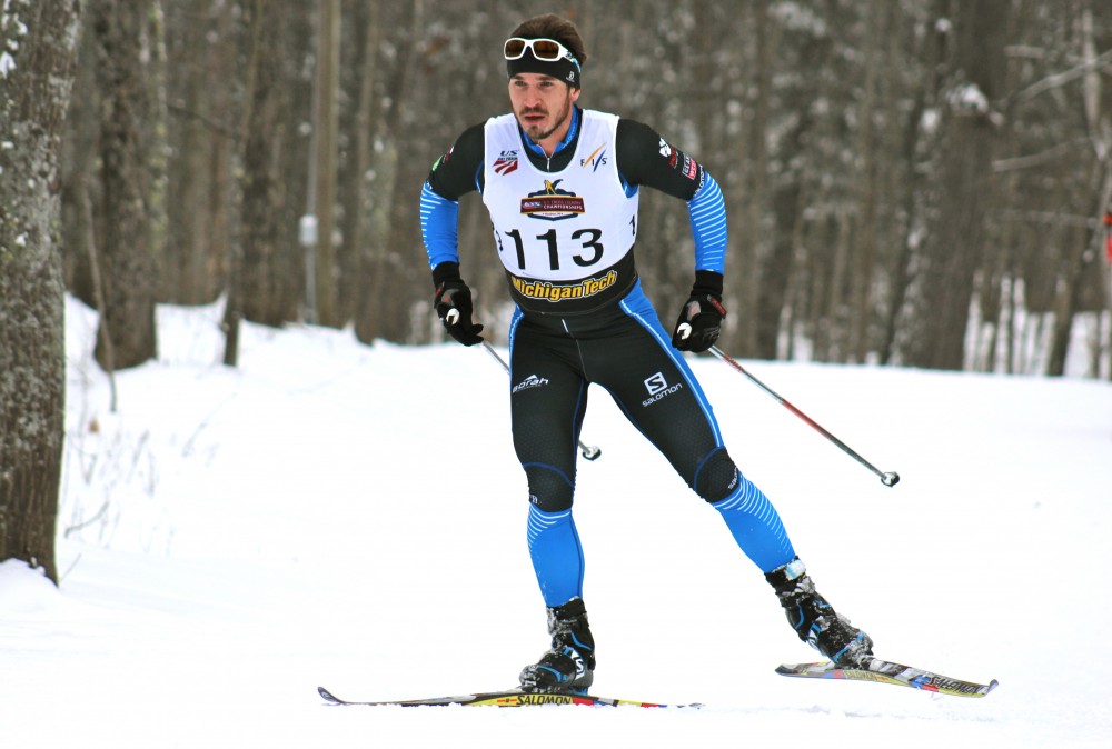 Photo: Gear West/Salomon skier Matt Liebsch racing to an overall eighth place finish in the men's 30 k freestyle mass start on Thursday at U.S. nationals in Houghton, Mich. 