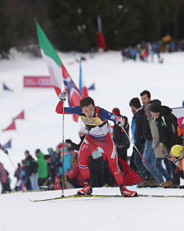 Norway's Finn Hågen Krogh rose from fifth to second overall in the Tour de Ski after placing second to teammate Martin Johnsrud Sundby (not shown) in the final 9 k freestyle climb in Val di Fiemme, Italy. (Photo: Fiemme World Cup)