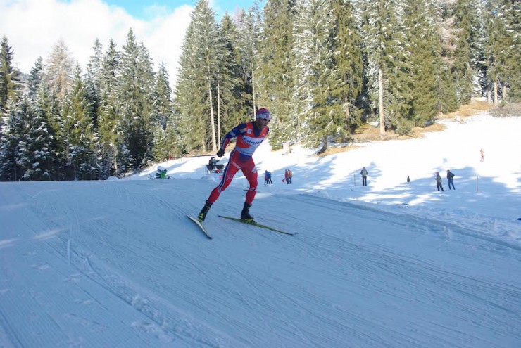 Martin Johnsrud Sundby of Norway on his way to his second stage victory of the 2016 Tour de Ski in Lenzerheide, Switzerland. By winning Stage 3, the 10 k freestyle pursuit, Sundby now leads the Tour by 1:30 over Petter Northug (not shown).  