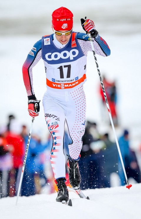 Noah Hoffman (U.S. Ski Team) finished 61st in the 1.2 k classic sprint qualifier at Stage 4 of the Tour de Ski in Oberstdorf, Germany. (Photo: Marcel Hilger)