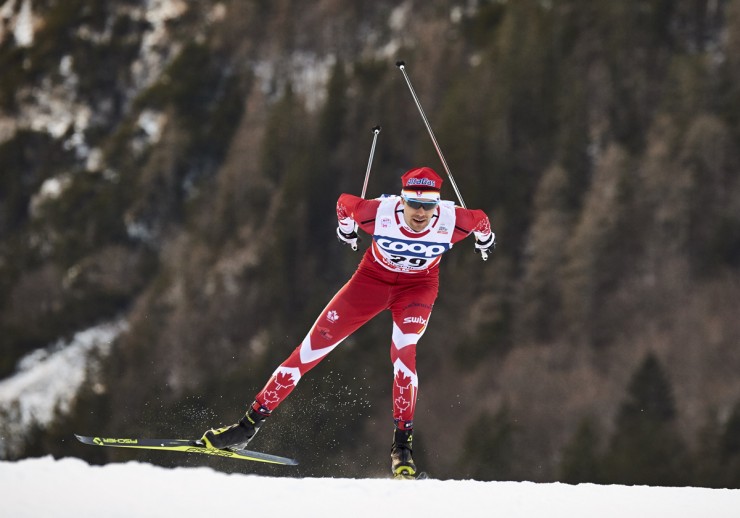 Len Valjas (Canadian World Cup Team) racing to 31st for the third time this season in a World Cup freestyle sprint. He was 0.05 seconds outside of the top 30 needed to make the heats in Saturday's sprint in Planica, Slovenia. (Photo: Fischer/NordicFocus)