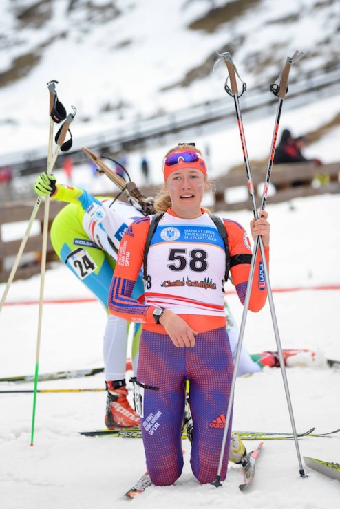 American Claire Waichler started 58th and finished 33rd in the youth women's pursuit on Sunday at IBU Youth/Junior World Championships in Cheile Gradistei, Romania. (Photo: IBU YJWCH Cheile Gradistei 2016/Facebook)