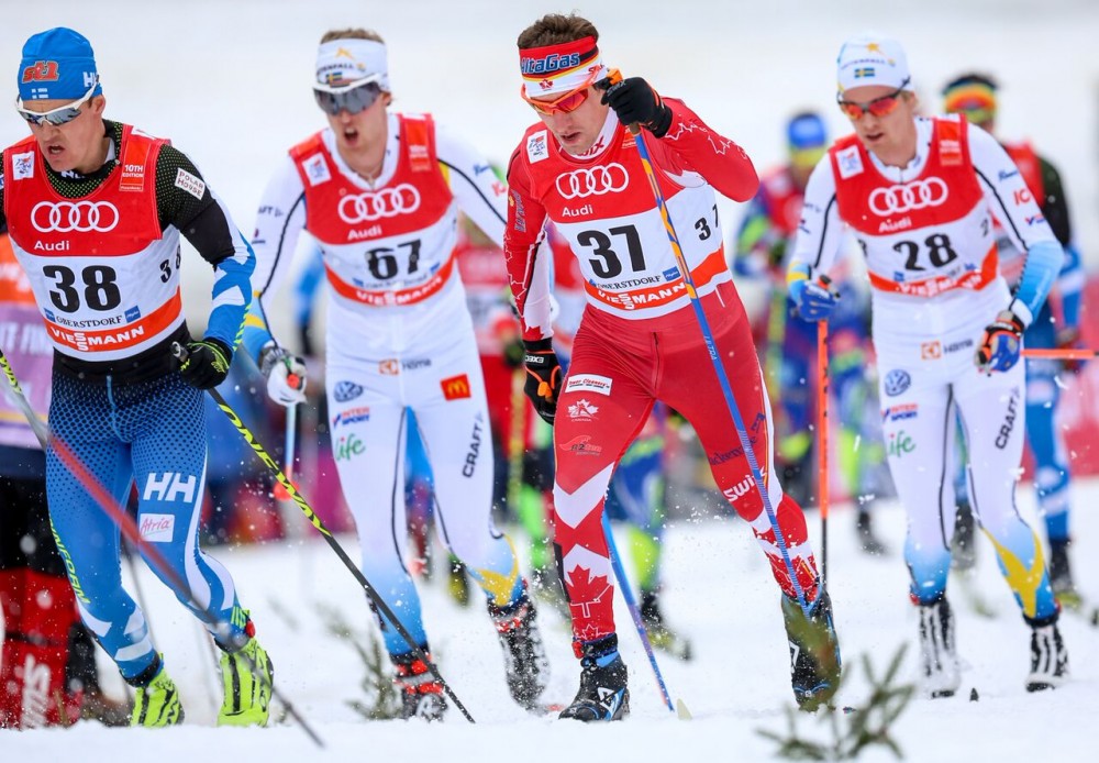 Finland's Sami Jauhojärvi (38), and Canadian Ivan Babikov (37) during the 15 k classic mass start at Stage 5 of the Tour de Ski in Oberstdorf, Germany, in January. (Photo: Marcel Hilger)