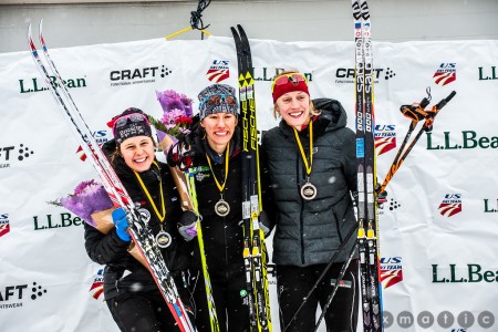 Miller (CGRP) takes her first national title in the classic sprints. Hart (SMST2) and Bender (BSF) added to their sprint podium count at U.S. Nationals taking second and third respectively (photo: Christopher Schmidt)