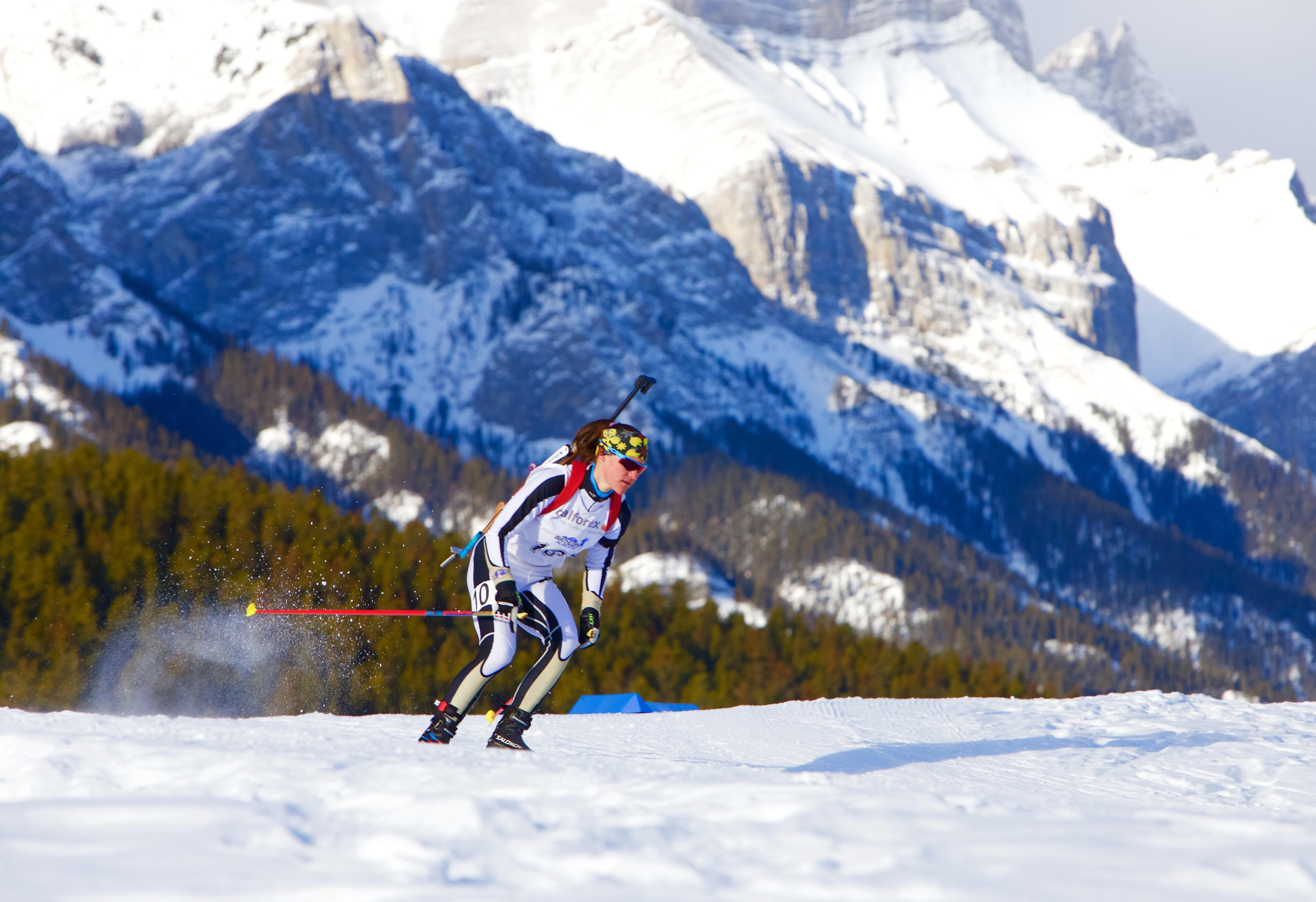 Joanne Reid racing at IBU Cup trials in Canmore, Alberta, in December. (courtesy photo)