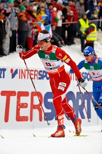 Kris Freeman during the 4 x 10 k relay at 2009 World Championships in Liberec, Czech Republic. In the spring of 2006, Freeman had surgery to remedy compartment syndrome in both shins. (Photo: Swix Sport)