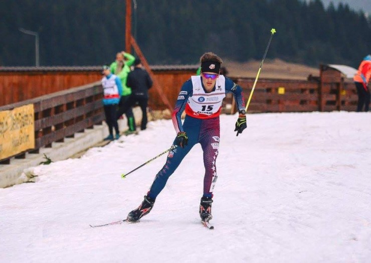 Jasper Good (U.S. Nordic Combined) racing to a career-best 11th in his fourth Junior World Championships on Tuesday in Rasnov, Romania. (Photo:  Romina Eggert/Facebook)
