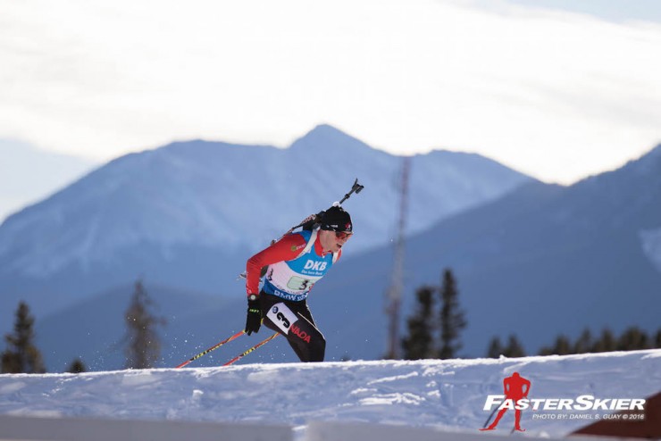 Nathan Smith (Biathlon Canada) during Sunday's single mixed relay at the IBU World Cup in Canmore, Alberta. He teamed up with Julia Ransom to place 12th. (Photo: Daniel S. Guay)