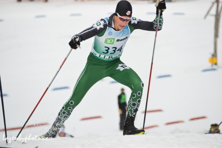 Paddy Caldwell (Dartmouth College/SMST2/USST) racing to a first place finish during the men's 10 k freestyle individual start SuperTour even on Saturday in Craftsbury, Vermont.  (Photo: John Lazenby/Lazenbyphoto.com)