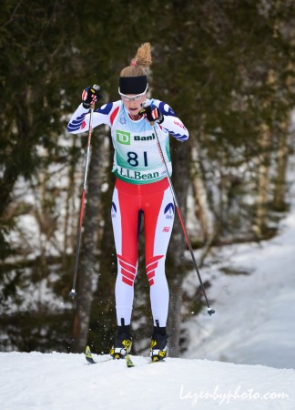 Erika Flowers (SMST2) racing to a firs place finish in the women's SuperTour 10 k classic individual start on Sunday in Craftsbury, Vermont.  (Photo: John Lazenby/Lazenbyphoto.com)