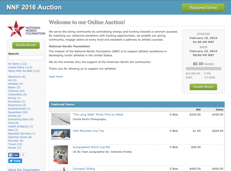 NNF Auction Screenshot