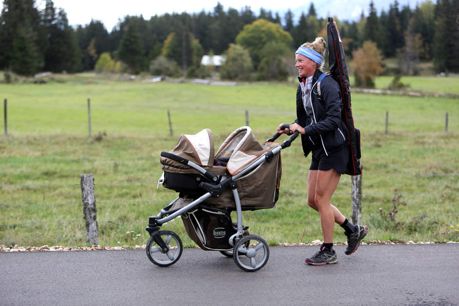 French Biathlete Marie Dorin Habert getting training for the upcoming NYC Stroll-a-thon. (Photo: DauphieNordique) 